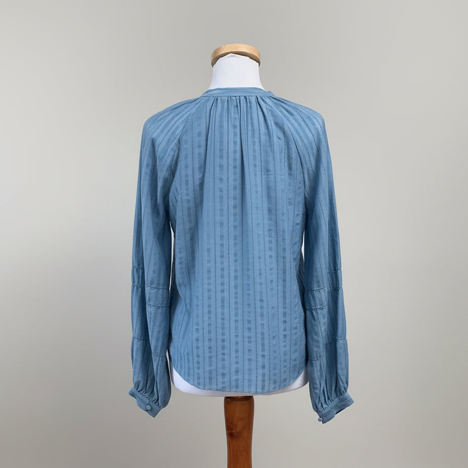 Veronica Beard blue Ailani cotton & silk blouse, size 2, NEW WITHOUT TAGS!