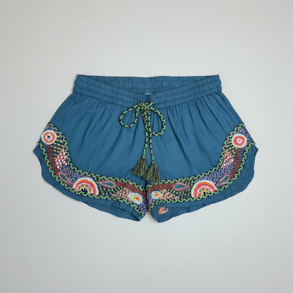 Raga denim blue embroidered shorts, size S, NEW WITH TAGS!