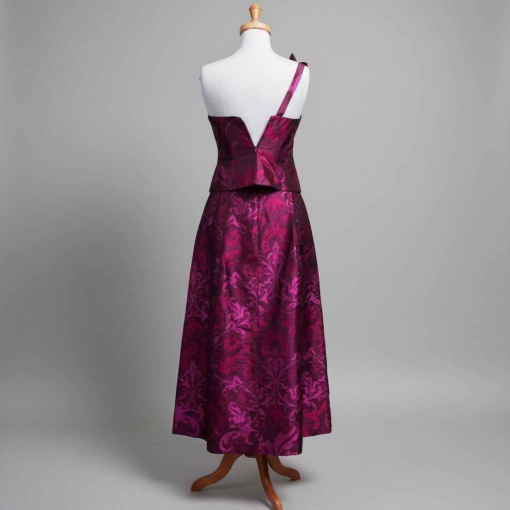 Kay Unger fuchsia damask 2-piece dress, size 4, LIKE NEW!