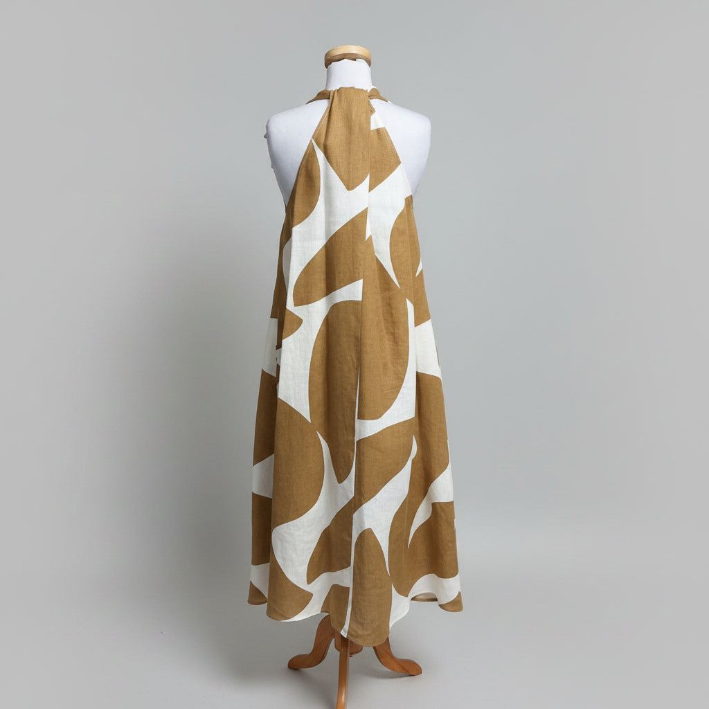 Banana Republic camel and white linen Pauline dress, size S/Petite