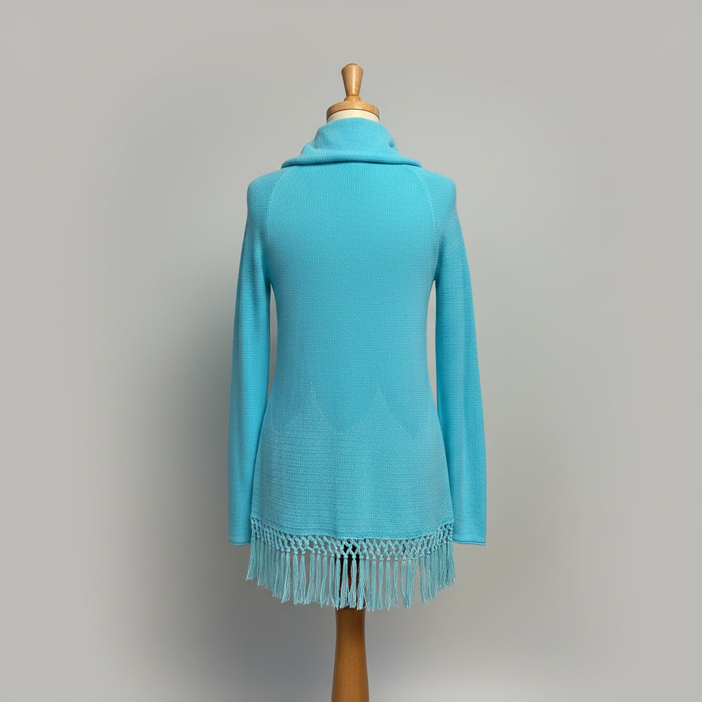 Lilly Pulitzer turquoise Tatum Fringe Hem cardigan, size S