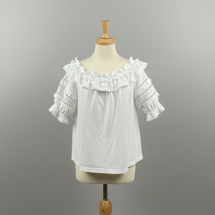 Lilly Pulitzer white lace Brentwood blouse, Size M