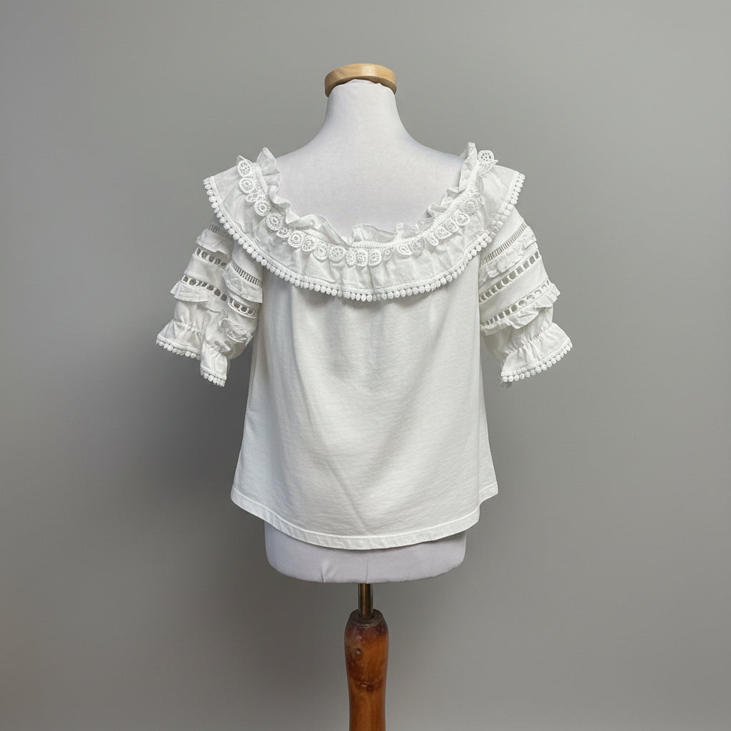 Lilly Pulitzer white lace Brentwood blouse, Size M