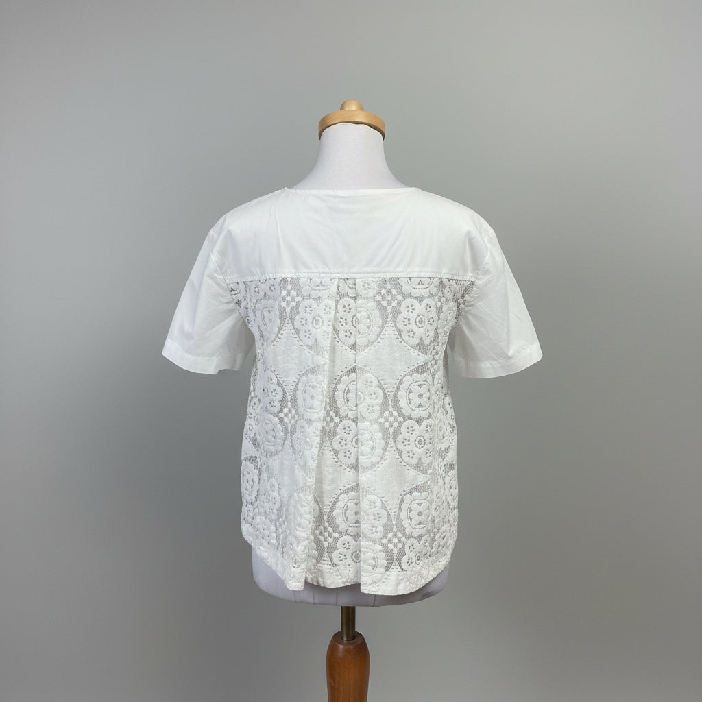 MeiMeiJ white with lace back blouse, Size M