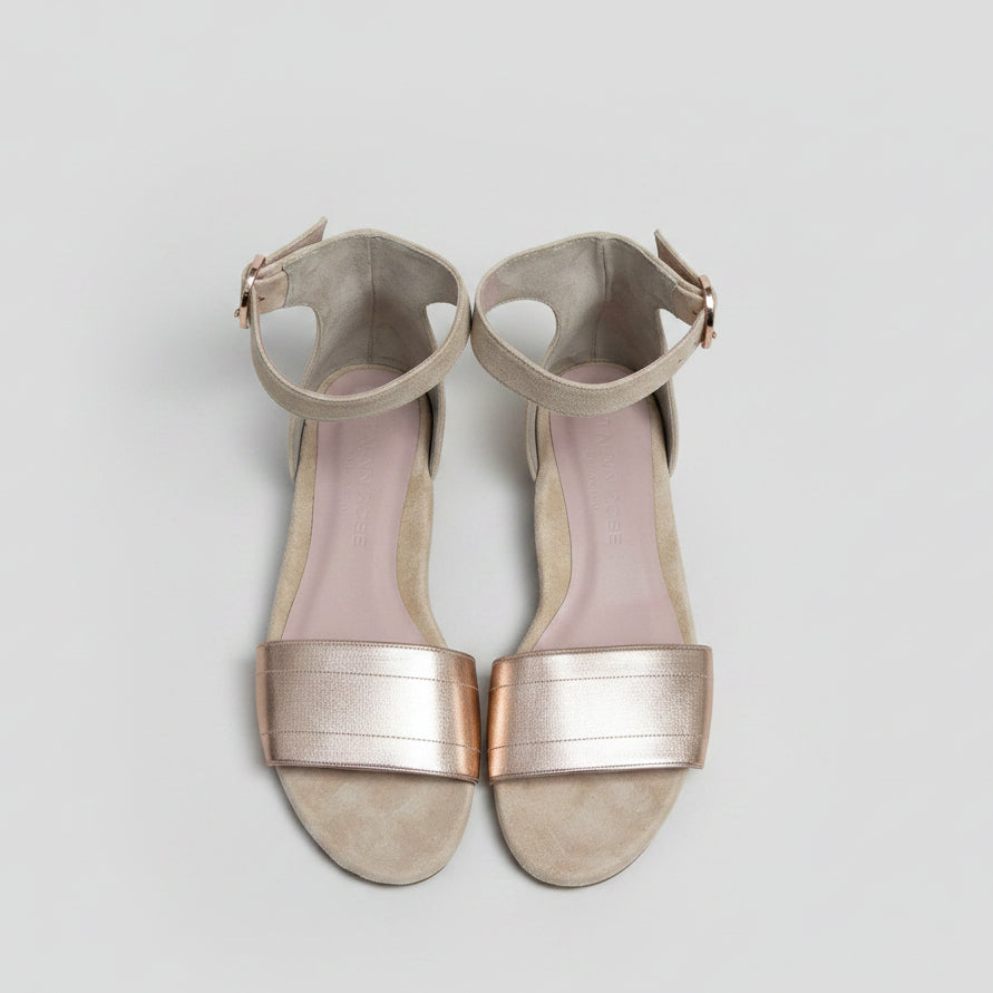 Taryn Rose blush gold & tan suede sandals, size 6, BRAND NEW!