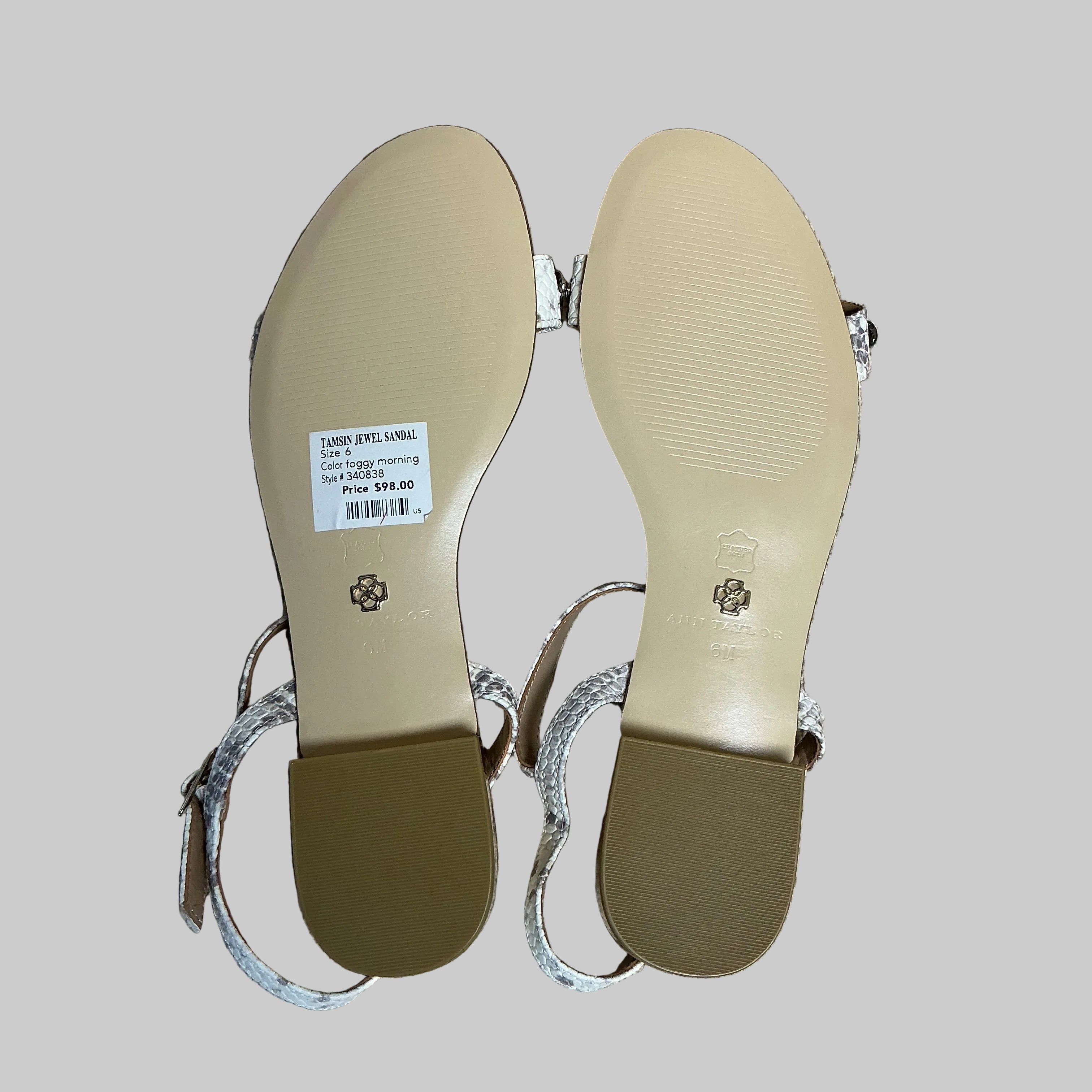 Ann Taylor gold & lizard with rhinestones Tamsin sandals, size 6, BRAND NEW!