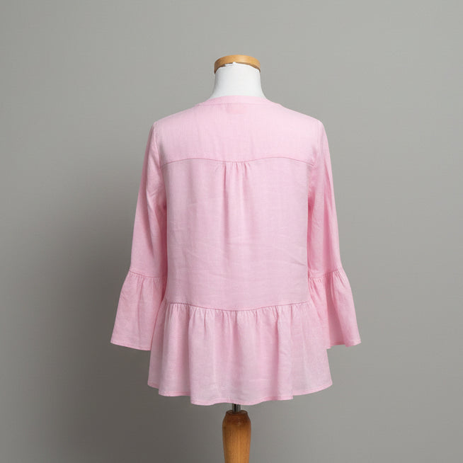 Lilly Pulitzer pink linen bell sleeve blouse, size S