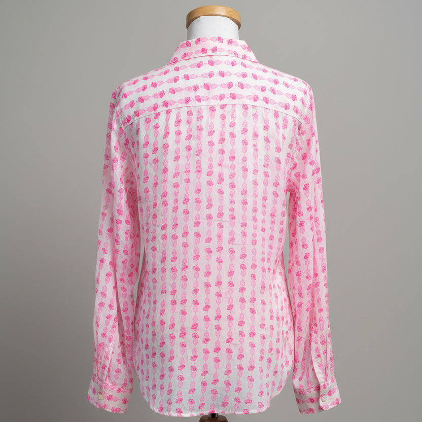 Lilly Pulitzer pink print linen Sea View blouse, size S