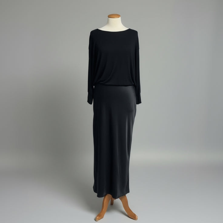 Michael stars black knit/satin nadia 2-in-2 dress, Size S