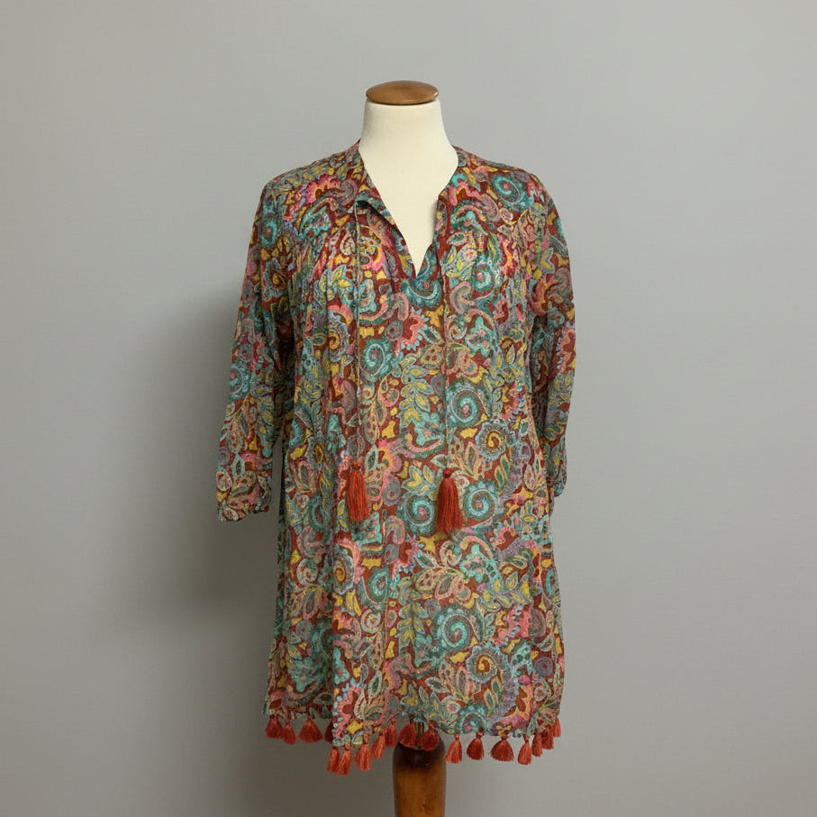 Roller Rabbit rust, aqua, and pink paisley coverup, size M, NEW WITH TAGS!