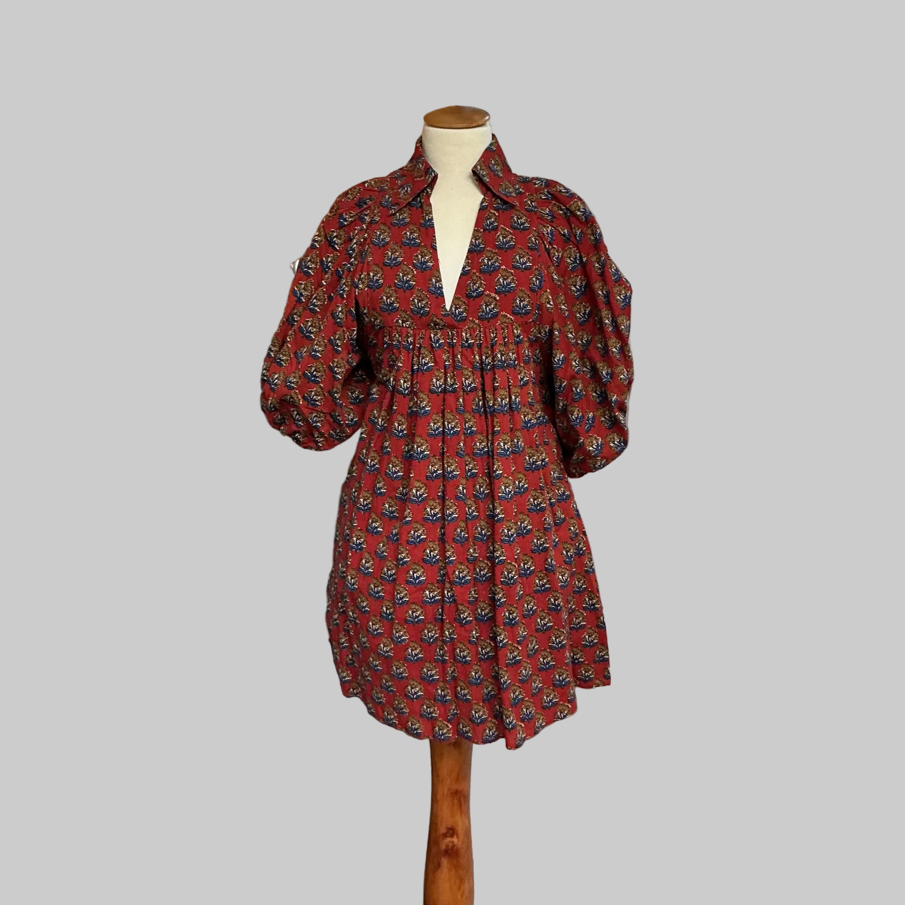 Saule Parc rust floral cotton dress, size XS