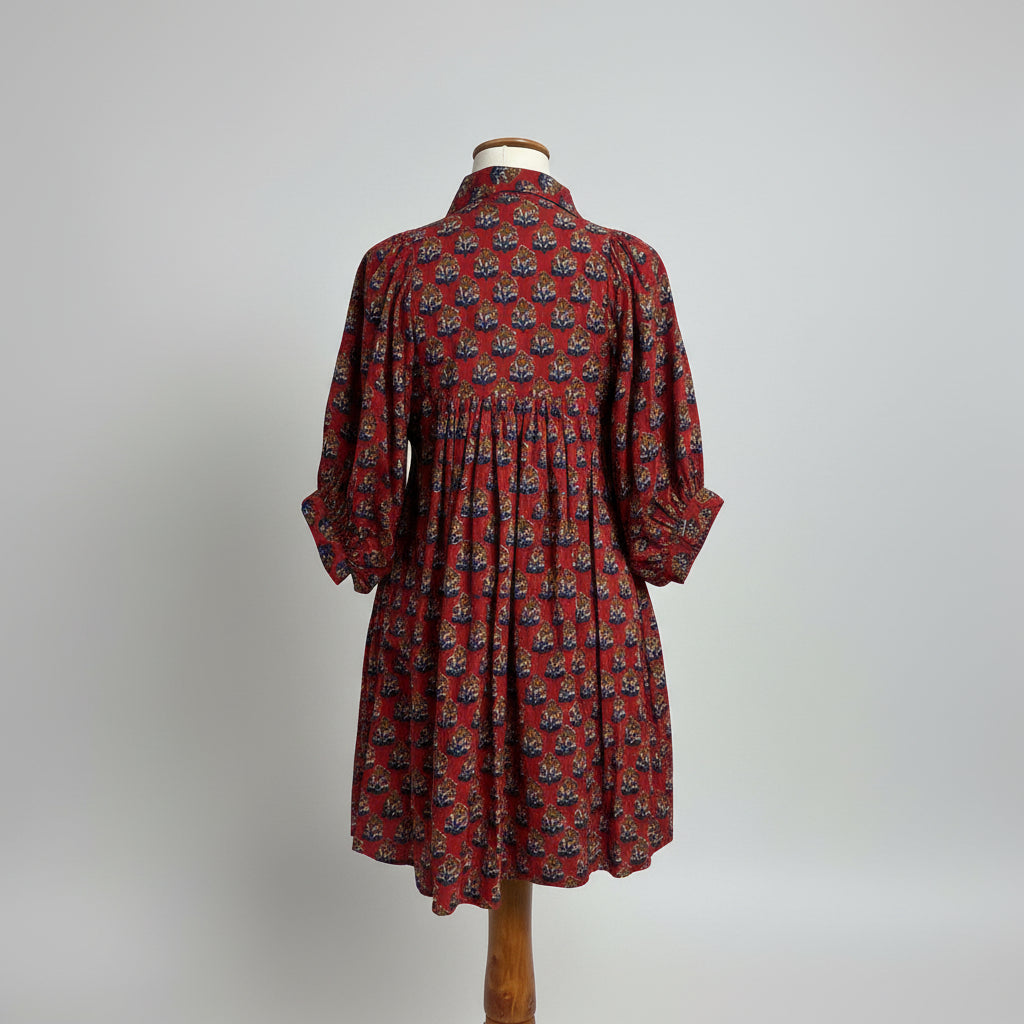 Saule Parc rust floral cotton dress, size XS