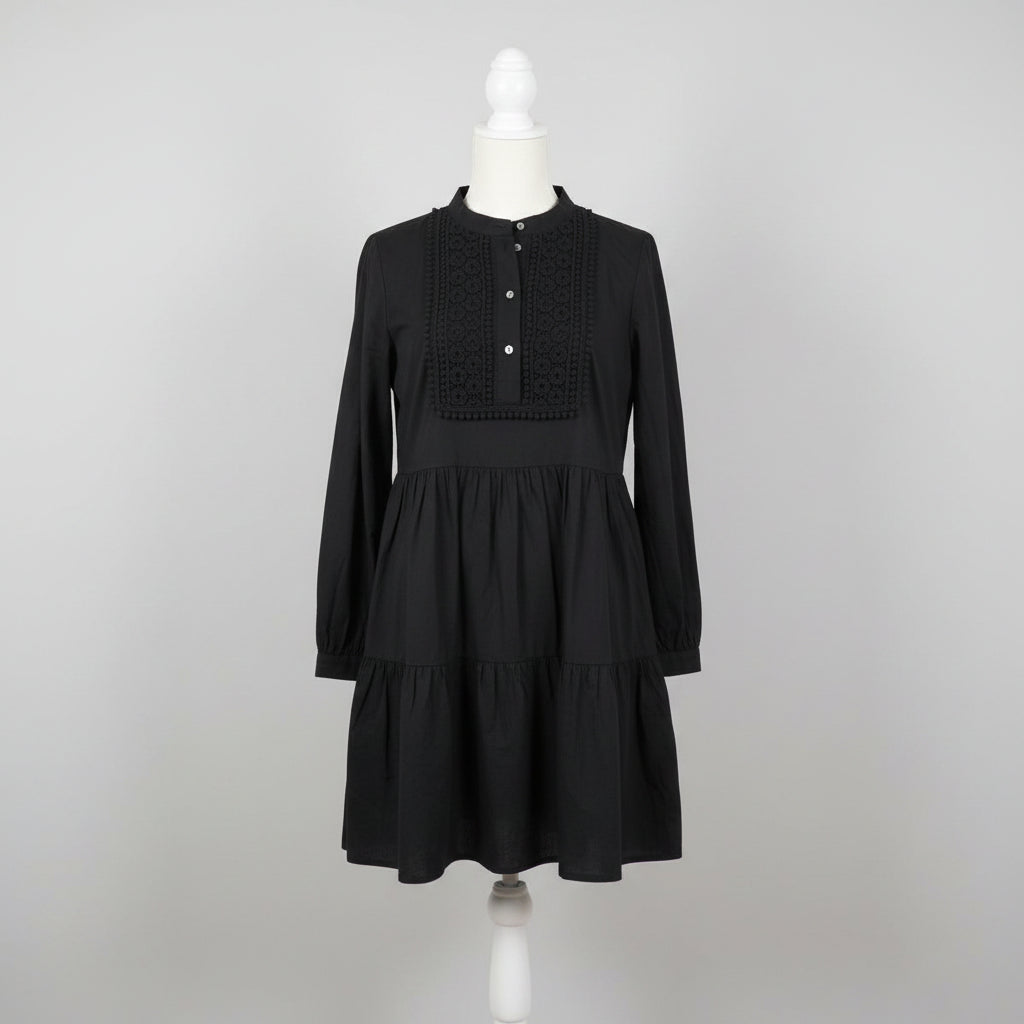 J. Crew black long sleeve eyelet dress, Size S, NEW WITH TAGS!