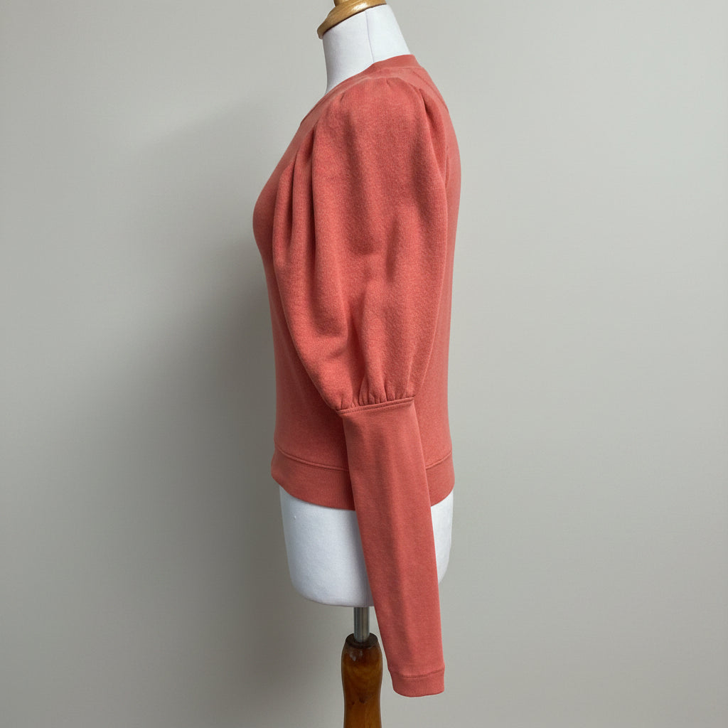 Ulla Johnson coral puff sleeve Philo sweatshirt, size P