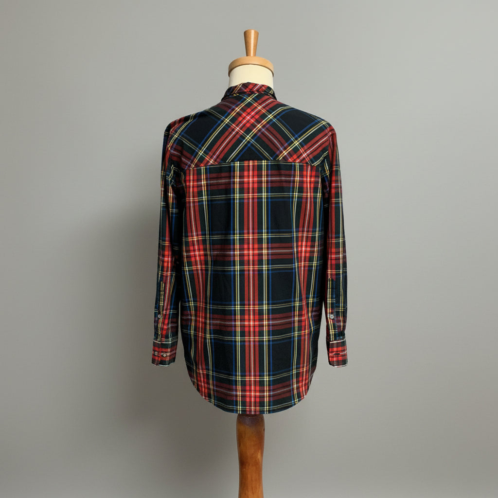 J. Crew black and red plaid blouse, size 0, NEW WITH TAGS!