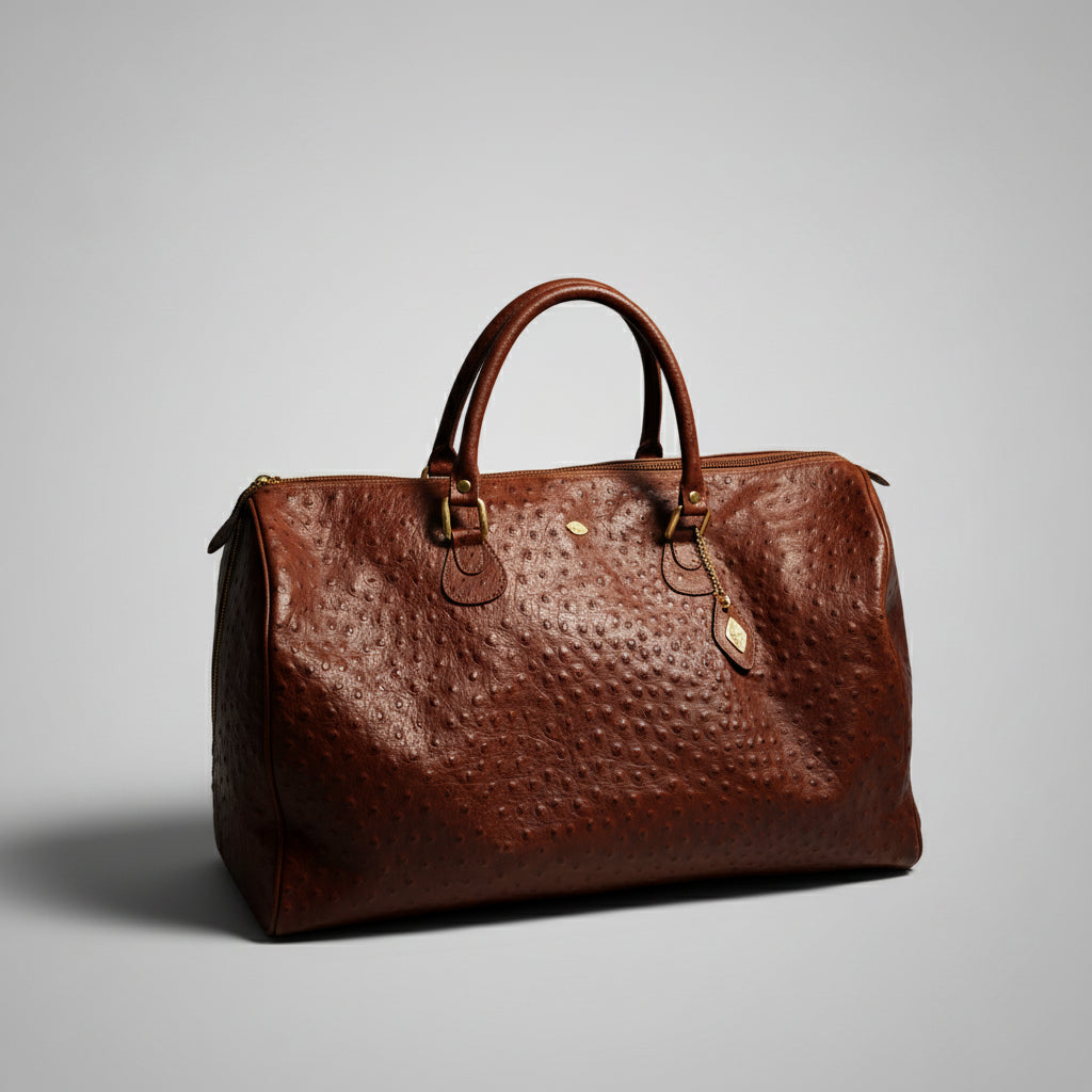I Santi brown ostrich leather duffle bag