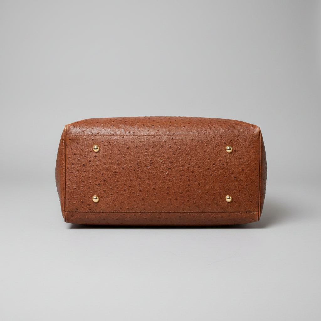 I Santi brown ostrich leather duffle bag