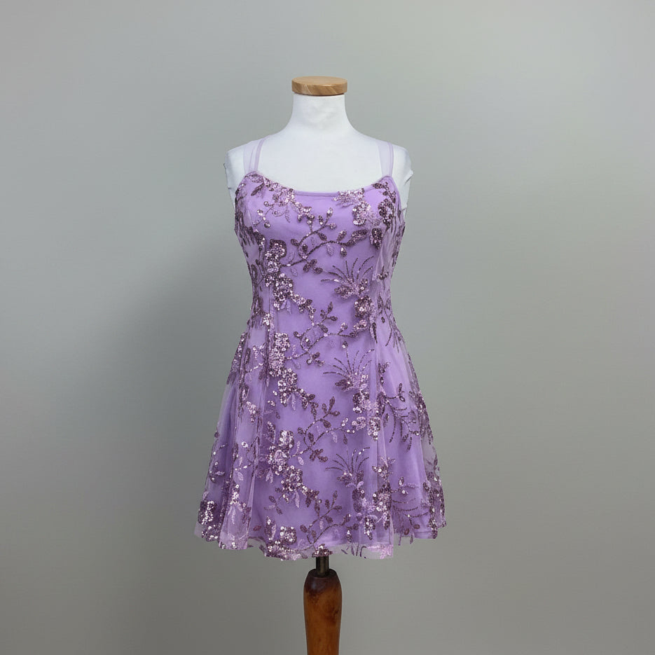 Windsor lavender mesh & sequins short dress, size L, NEW WITH TAGS!