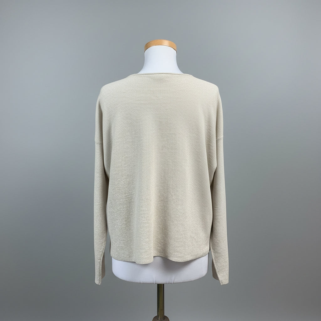 Eileen Fisher tan organic linen & cotton sweater, size XS