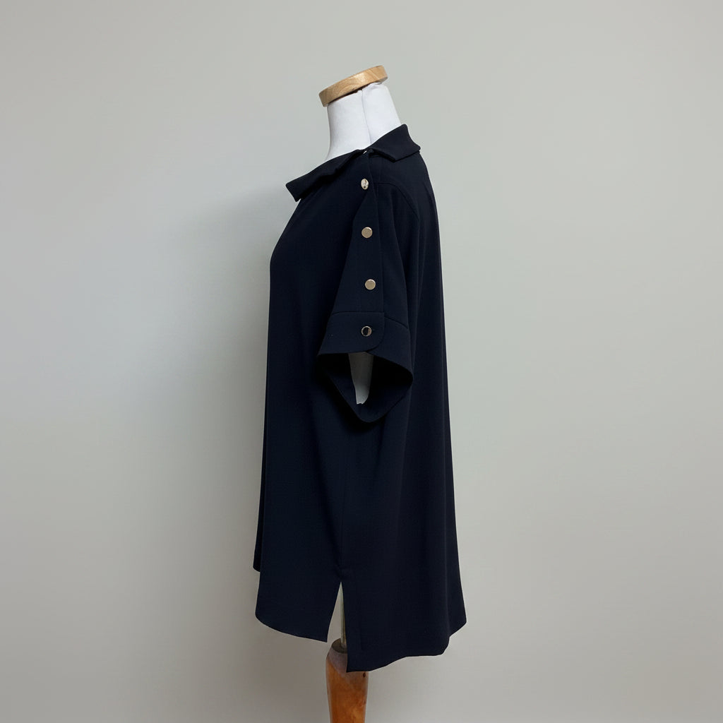 Escada navy blouse with gold detail, size 40 (US 10)