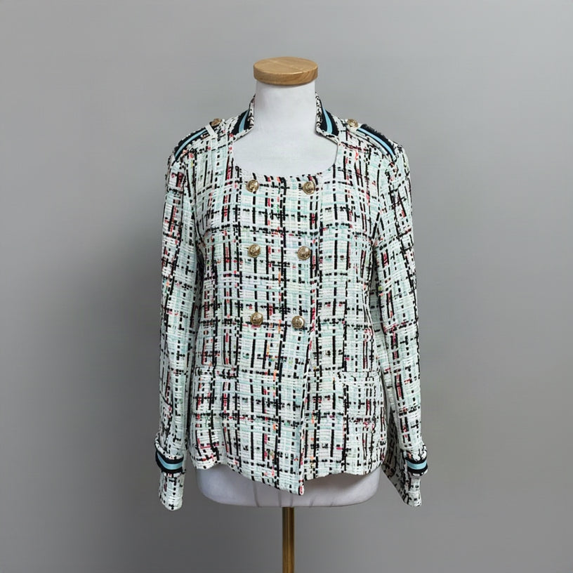 Jean-Pierre Klifa white tweed Hussard jacket, size M, NEW WITH TAGS!