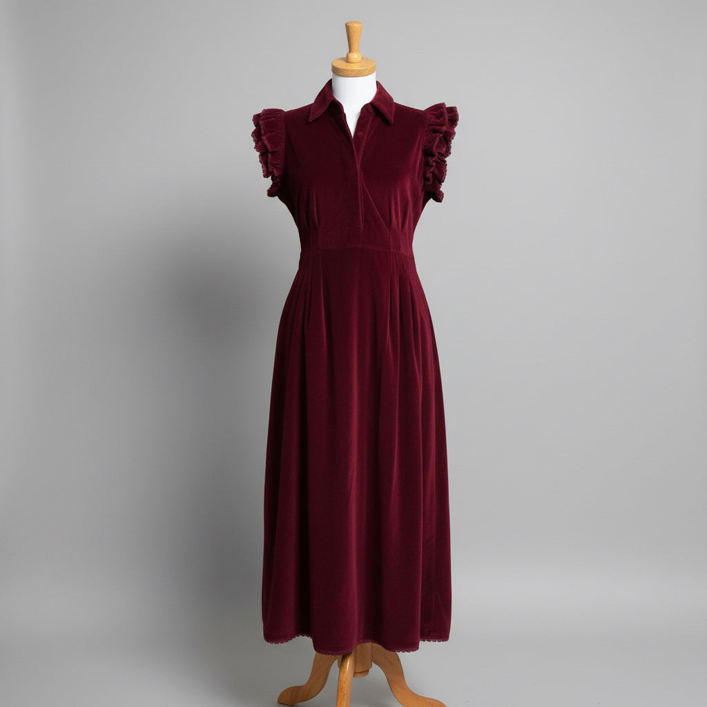 Trish Scully burgundy velvet Sabine dress, size M