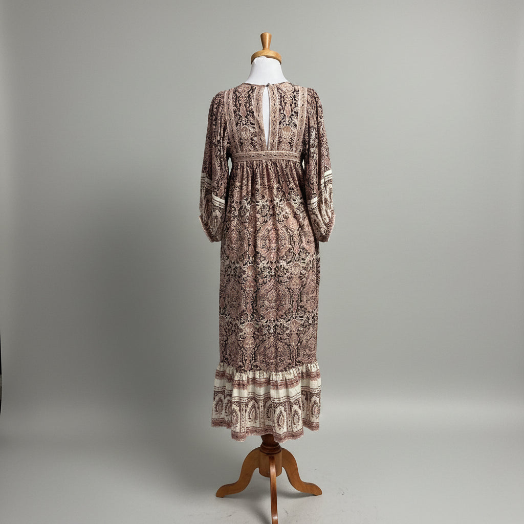 Cleobella cream, black, and blush print Celia dress, size XS
