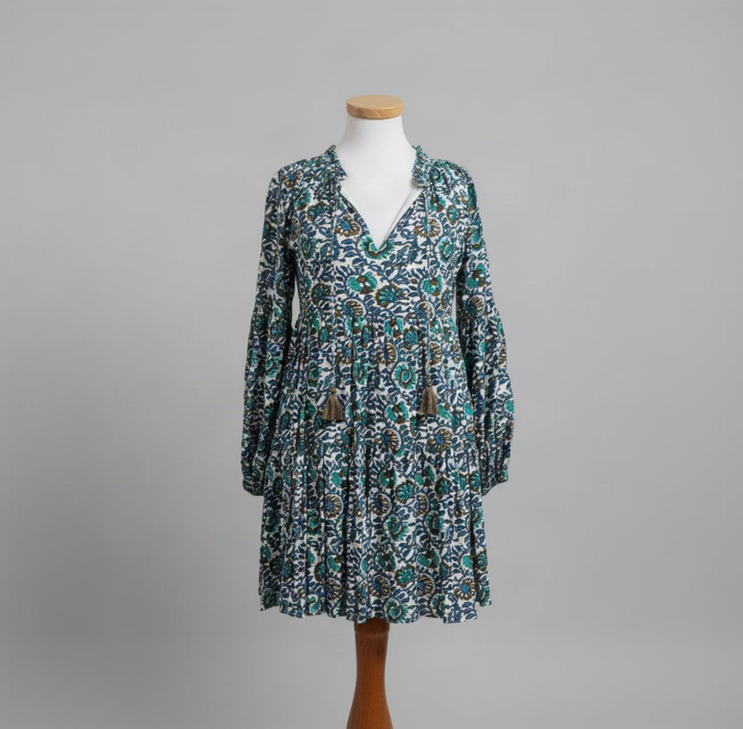 Oliphant blue floral Napa dress, size XS