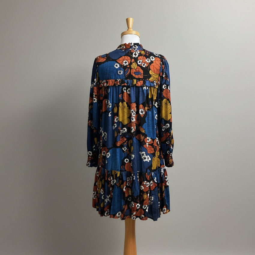 Cleobella blue and orange floral Claire dress, size S