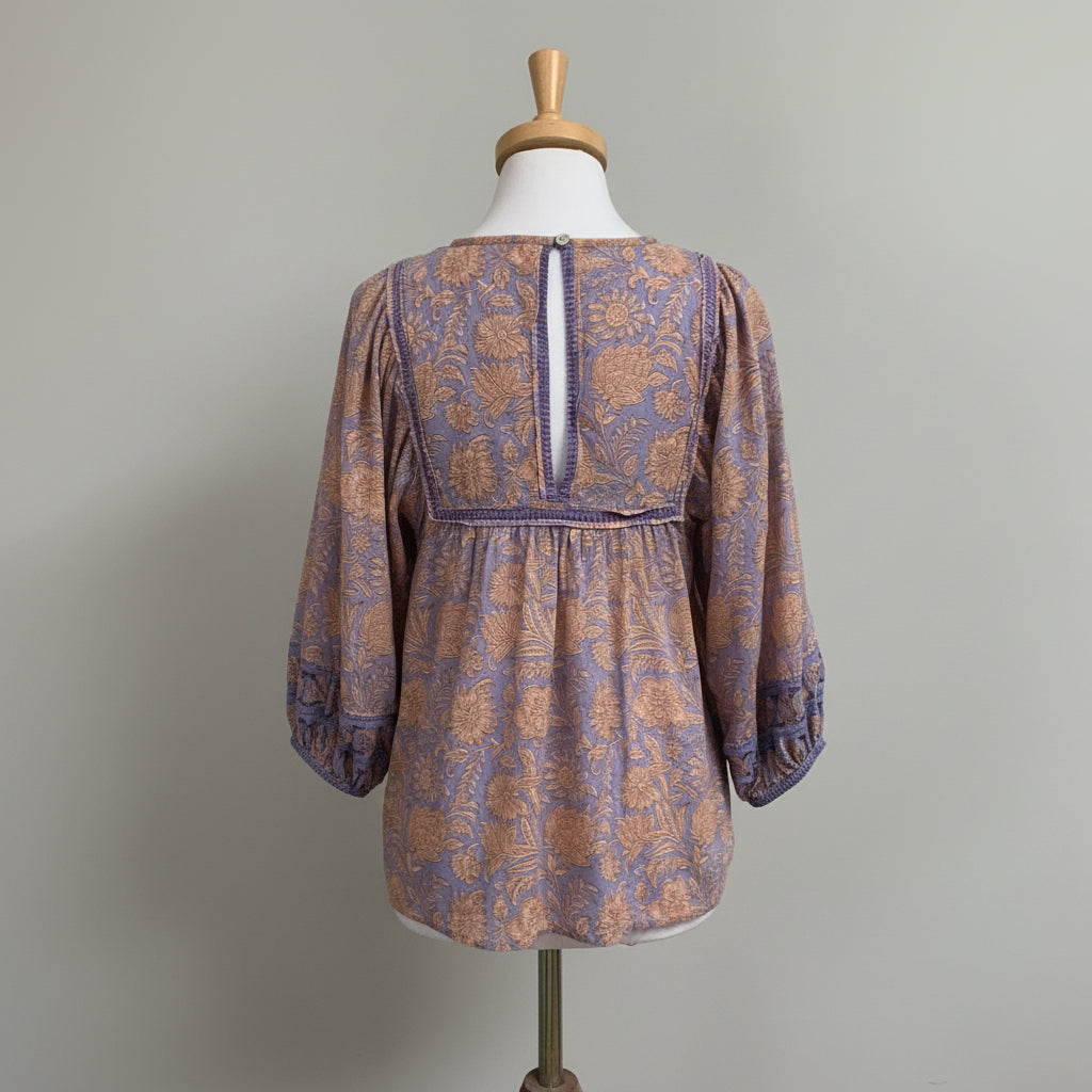 Cleobella lavender and blush floral Amarillis blouse, size S