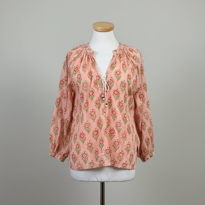 Emerson Fry India Collection peach floral blouse, size S