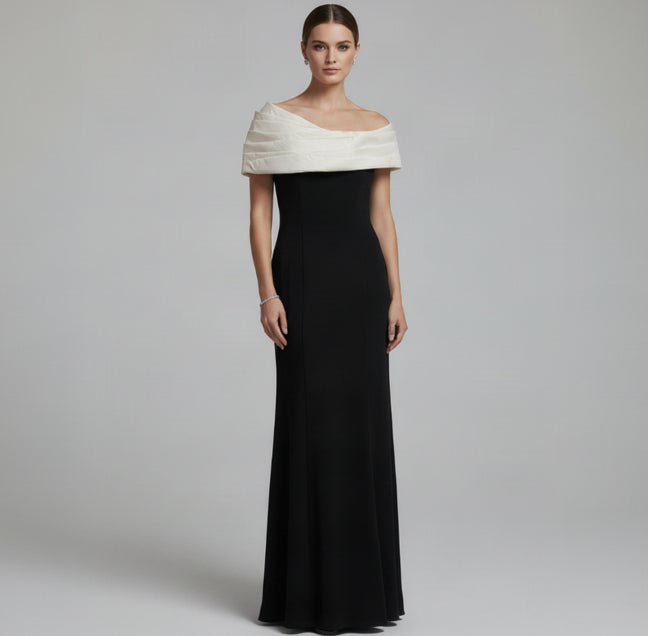 Tadashi Shoji black and white Dalton dress, size M
