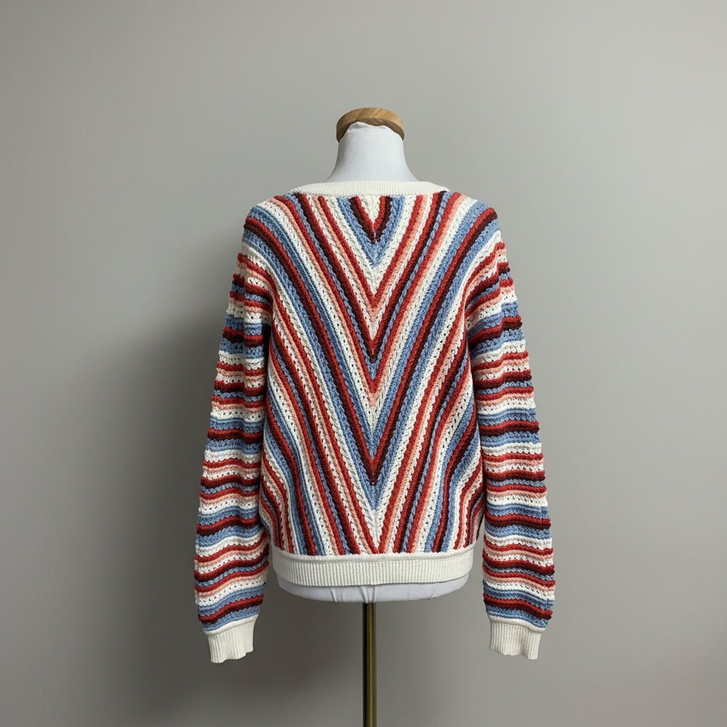 Lilla P pink Patchwork Stitch cotton sweater, size M