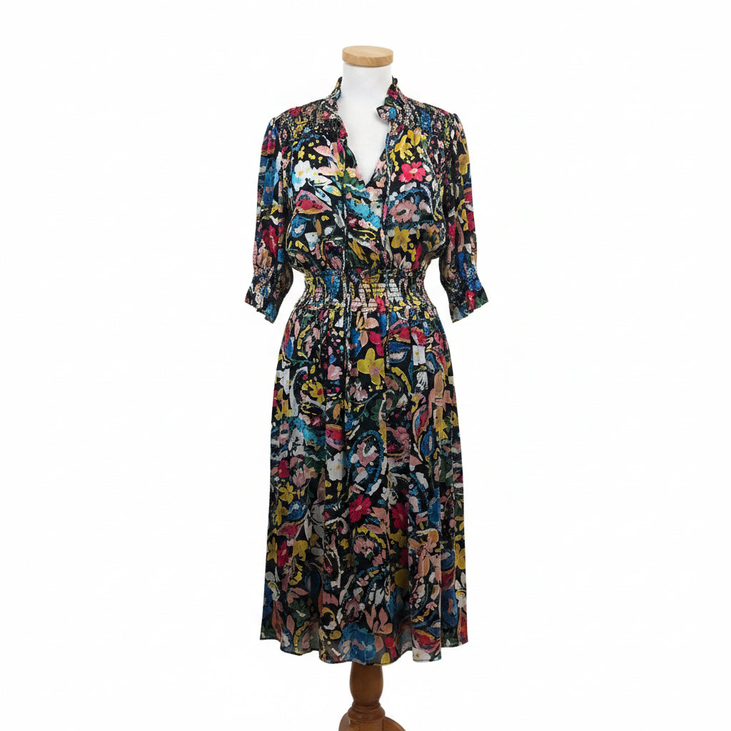 Elie Tahari black multi-color floral dress, size S, NEW WITH TAGS!