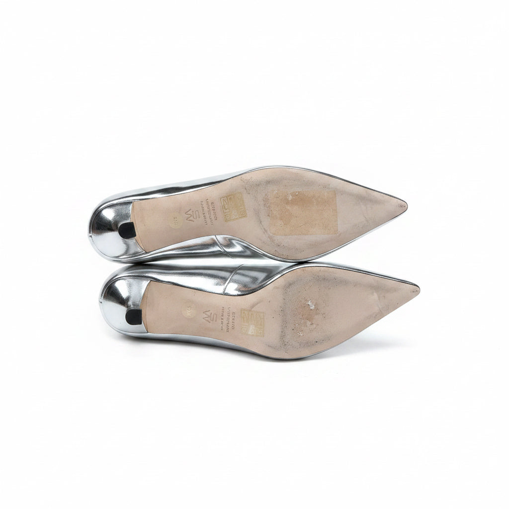 Stuart Weitzman silver Eva kitten heels, size 8.5, NEW WITHOUT BOX!