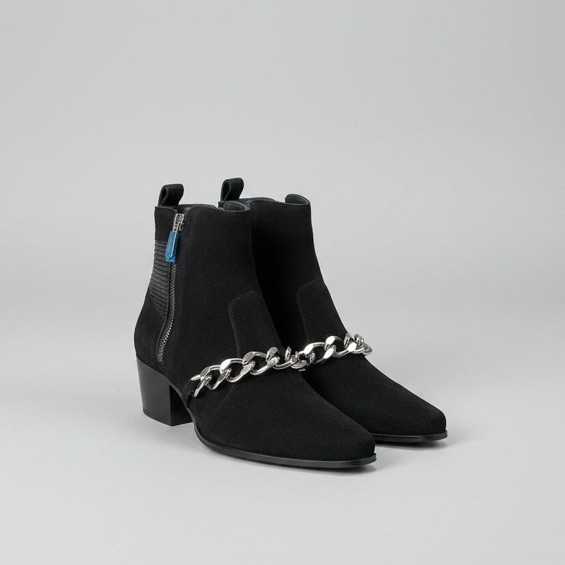 Balmain black suede Ella Chain boots, size 7.5, NEW WITHOUT BOX!