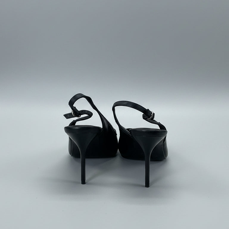 Reiss black leather and mesh Ellie slings, size 39, NEW WITHOUT BOX!