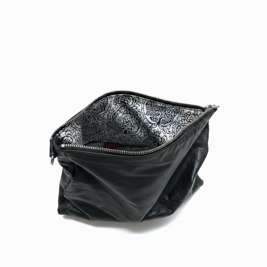 Hobo black leather foldover shoulder bag
