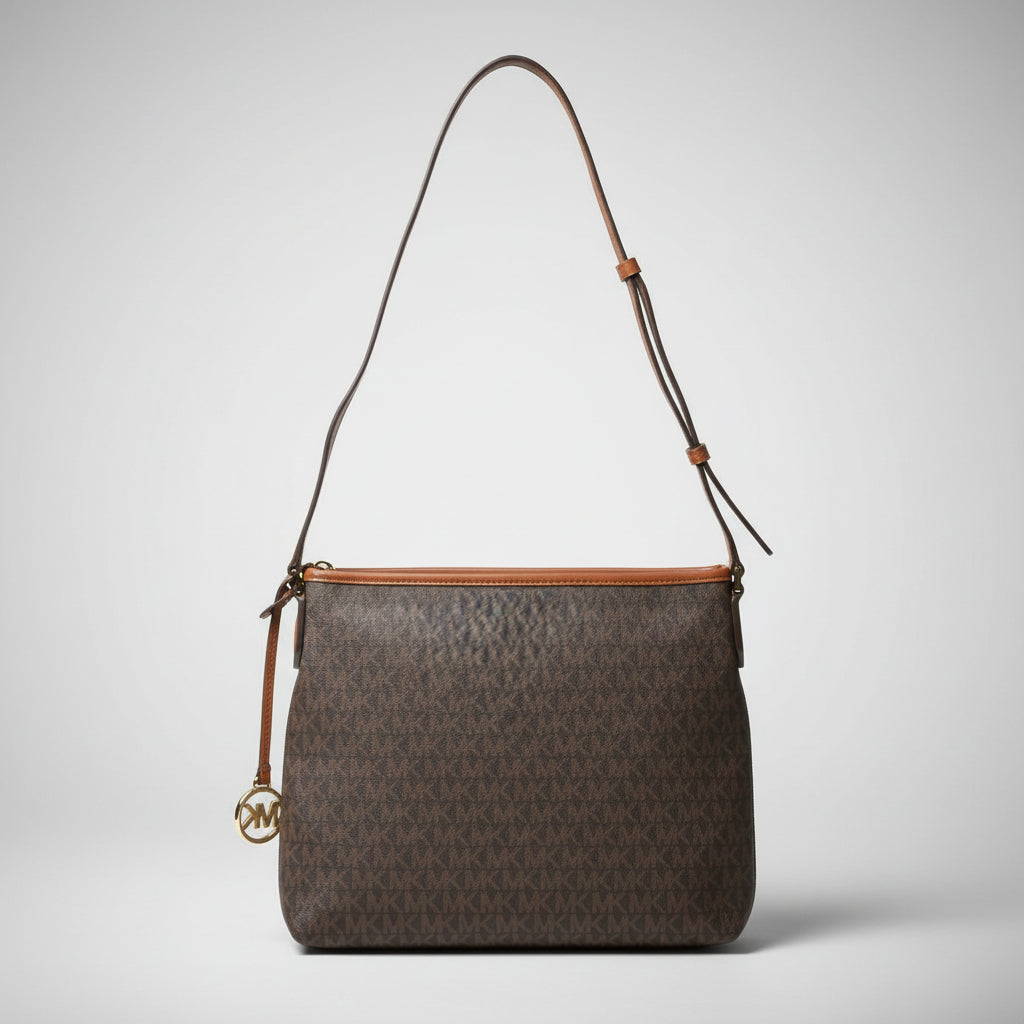 Michael Kors brown logo crossbody with orange stripe, LIKE NEW!