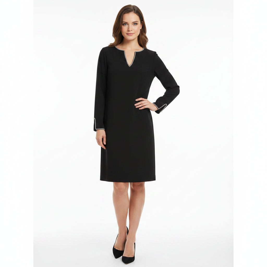 Trina Turk black dress with rhinestone trim, size 2, NEW WITH TAGS!