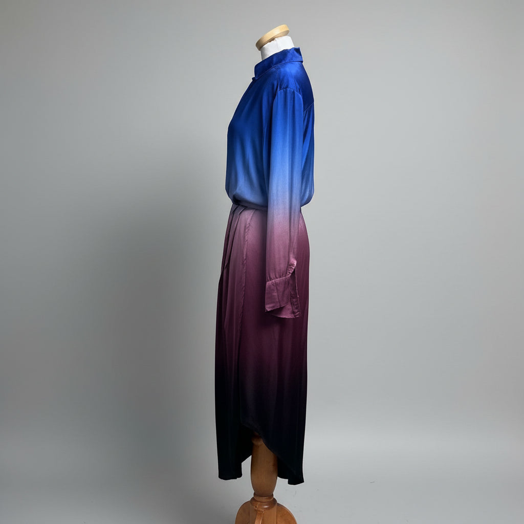 YFB blue and plum ombre satin dress, size S