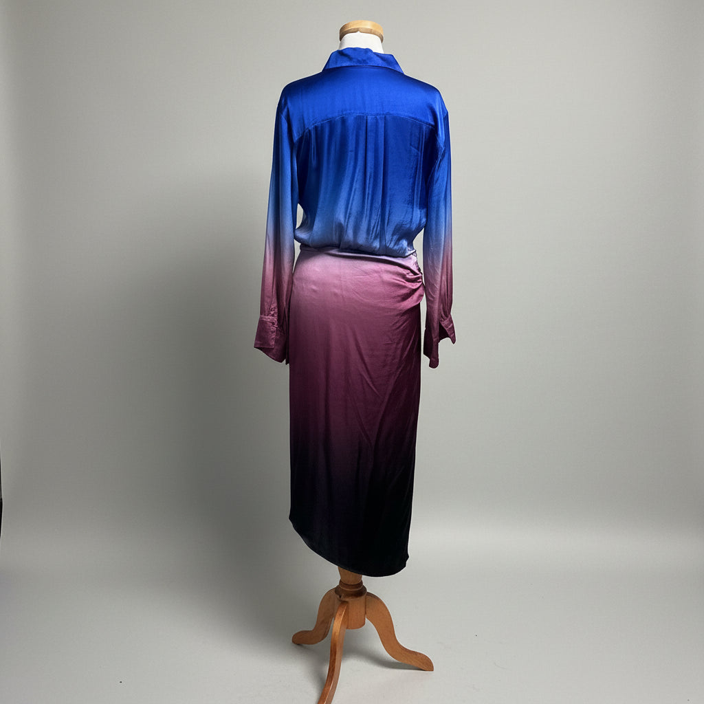 YFB blue and plum ombre satin dress, size S