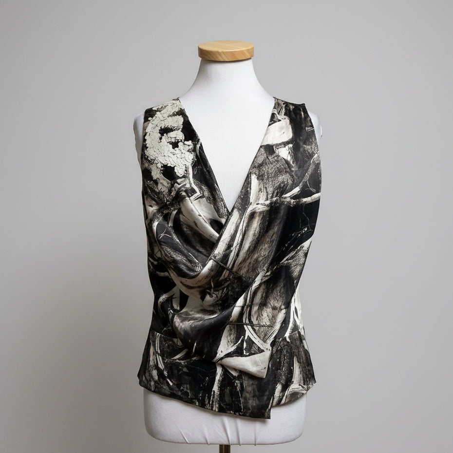 Robert Rodriguez gray forest silk blouse, size 4