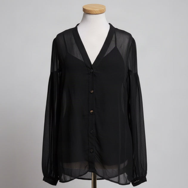 The Kooples sheer black blouse, size M, NEW WITH TAGS!