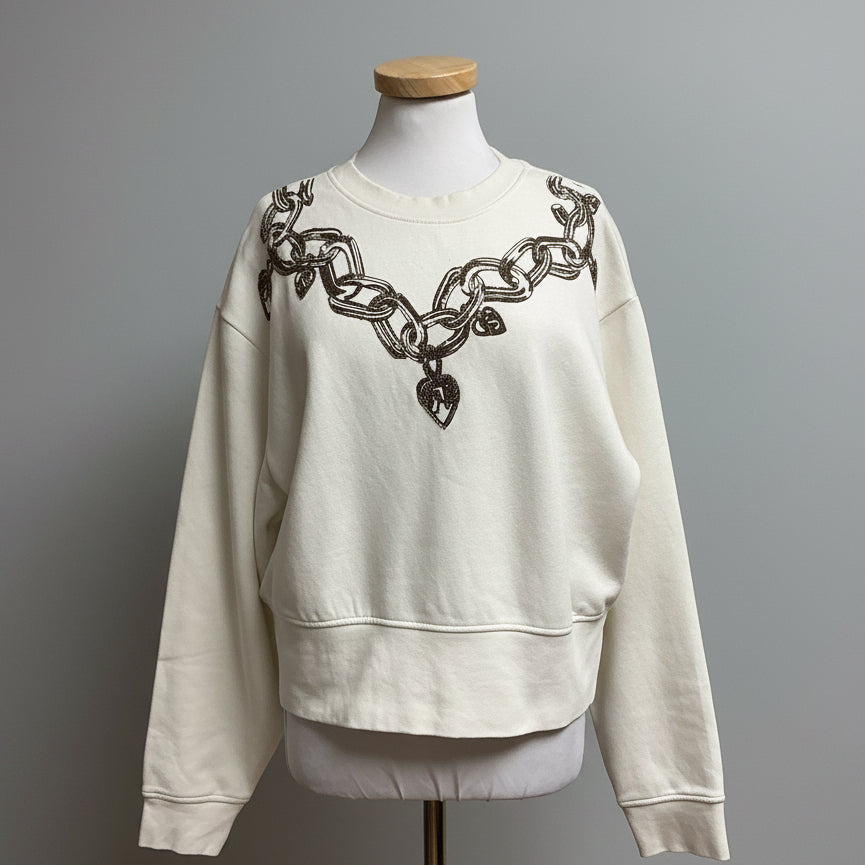 All Saints cream Drip Separo Locket sweatshirt, size L