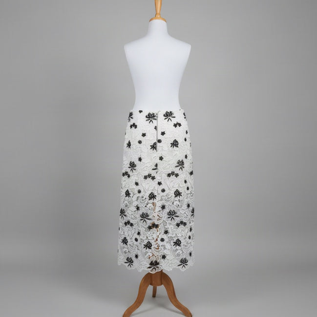 Alice & Olivia white and black lace Ophelia skirt, size 10