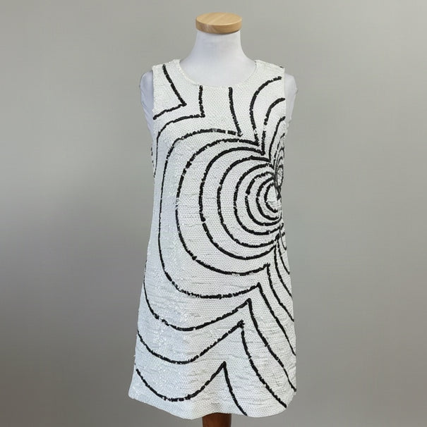 Rachel Zoe white and black sequin dress, size 4