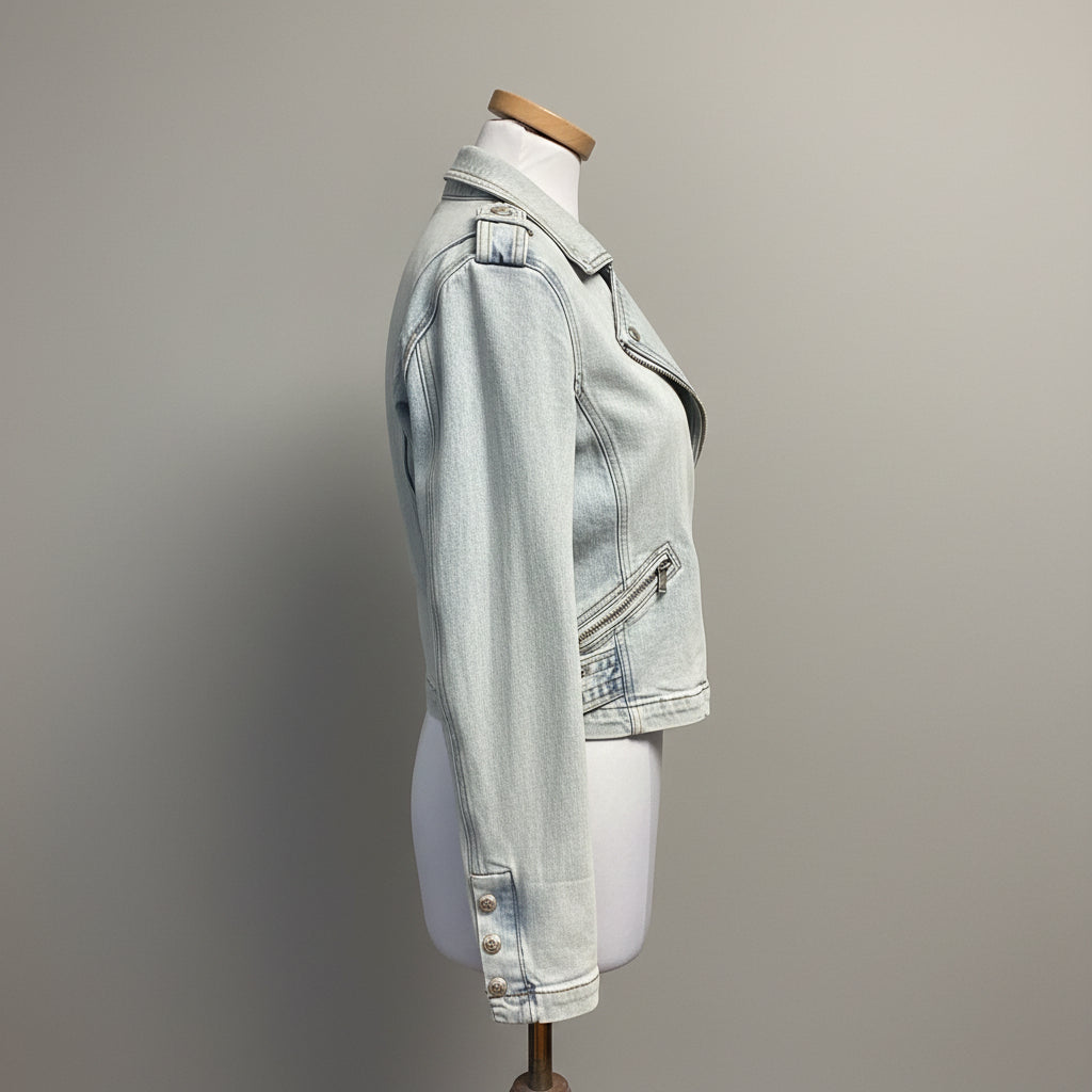 Generation Love light denim moto jacket, size S