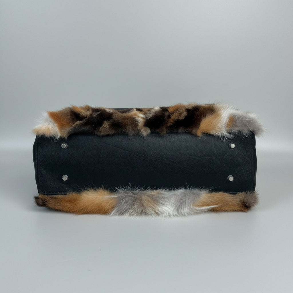 Paolo Masi black leather and fur bag, NEW WITHOUT TAGS!