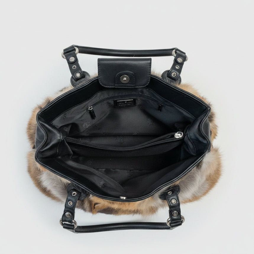 Paolo Masi black leather and fur bag, NEW WITHOUT TAGS!